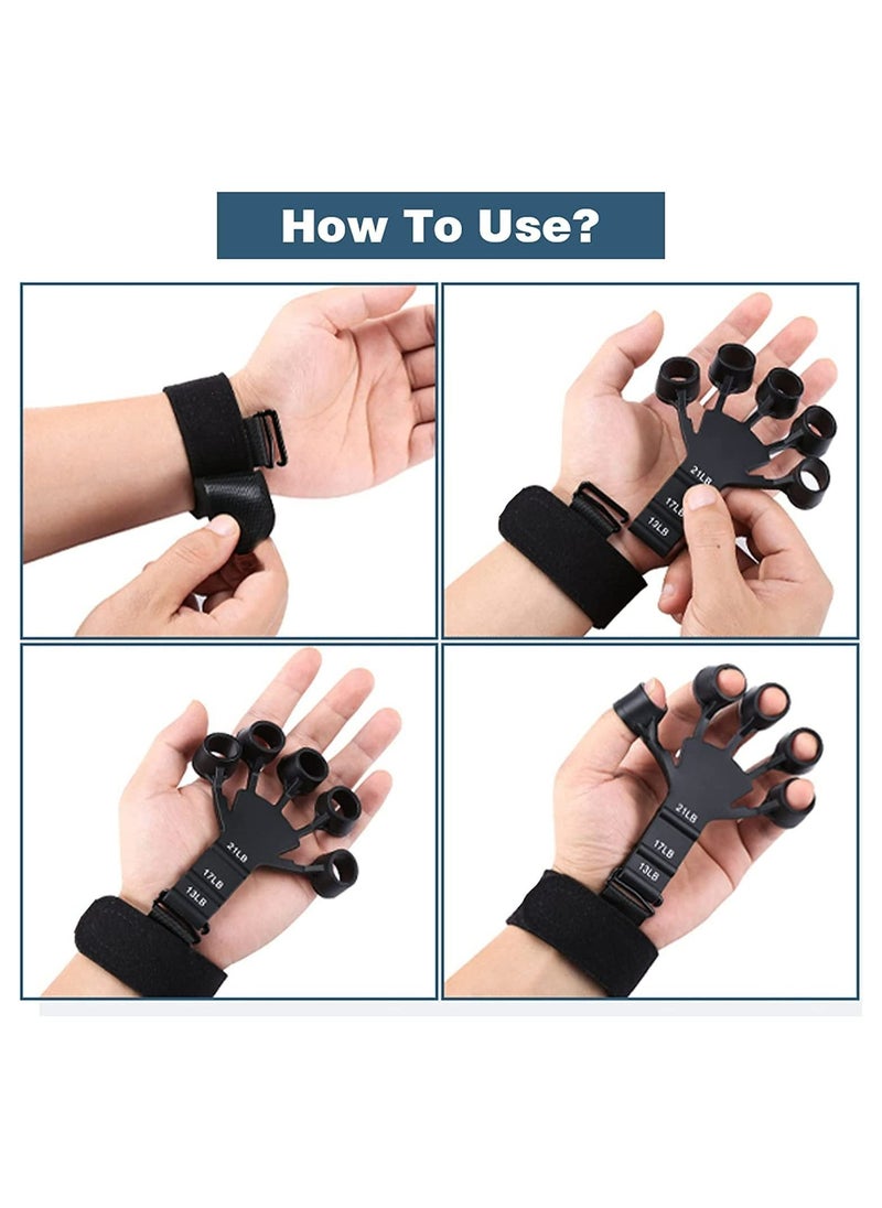 Eworld - Pack of 2 Hand Grip Finger Exerciser Strength Trainer for Flexion Extension Training with 6 Resistant Level - Image 1