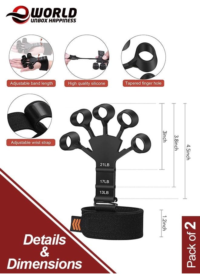 Eworld - Pack of 2 Hand Grip Finger Exerciser Strength Trainer for Flexion Extension Training with 6 Resistant Level - Image 1