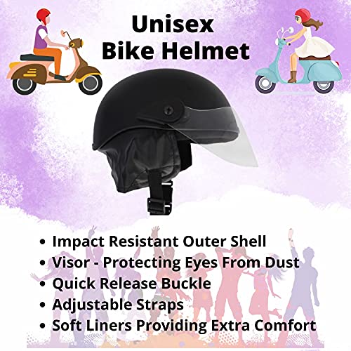 Western Era Half Helmet with Clear Visor for Men & Women ||Safety & Comfort|| Stylish Enhanced Design || (Black Matte) (Medium) - Image 5