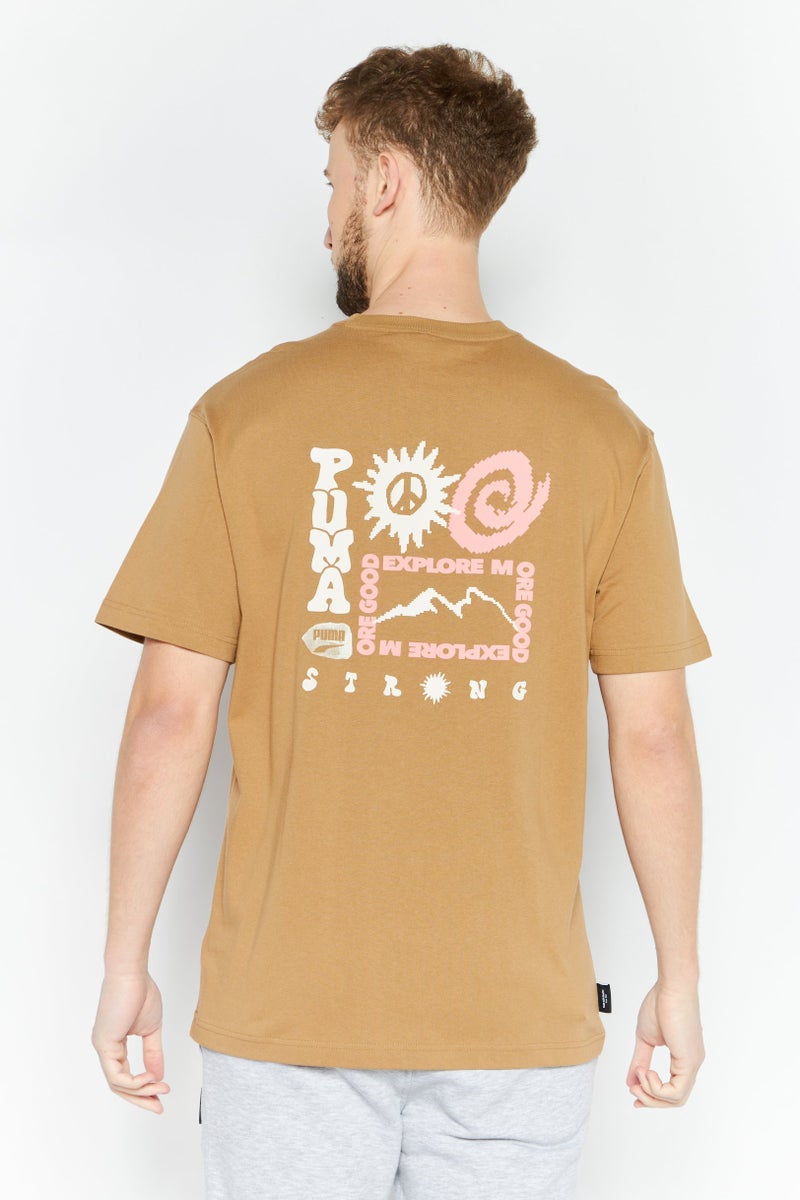 PUMA Men Relaxed Fit Short Sleeve Outdoor T-Shirt, Tan  - Image 3