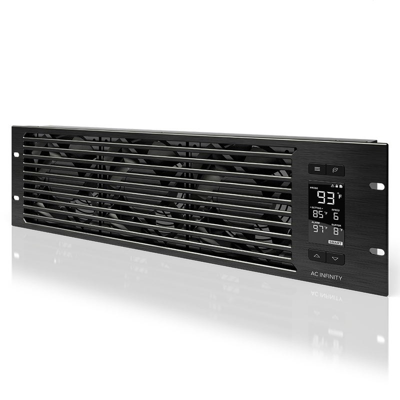 AC Infinity CLOUDPLATE T9، لوحة مروحة مثبتة على الرف 3U، تدفق هواء العادم، لتبريد AV، مسرح منزلي، شبكات 19" - Image 1