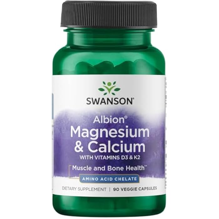 Swanson Albion Chelated Magnesium & Calcium 2:1 90 Veg Capsules - Image 1