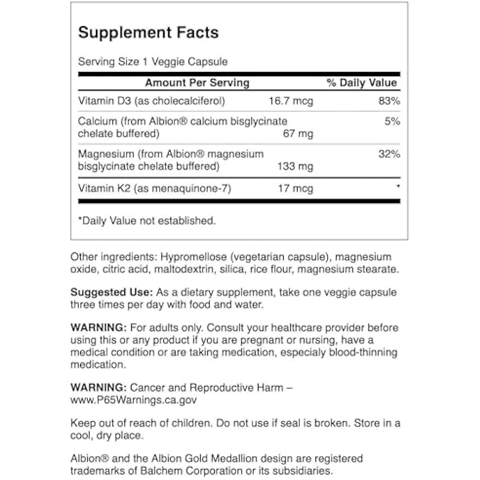 Swanson Albion Chelated Magnesium & Calcium 2:1 90 Veg Capsules - Image 2