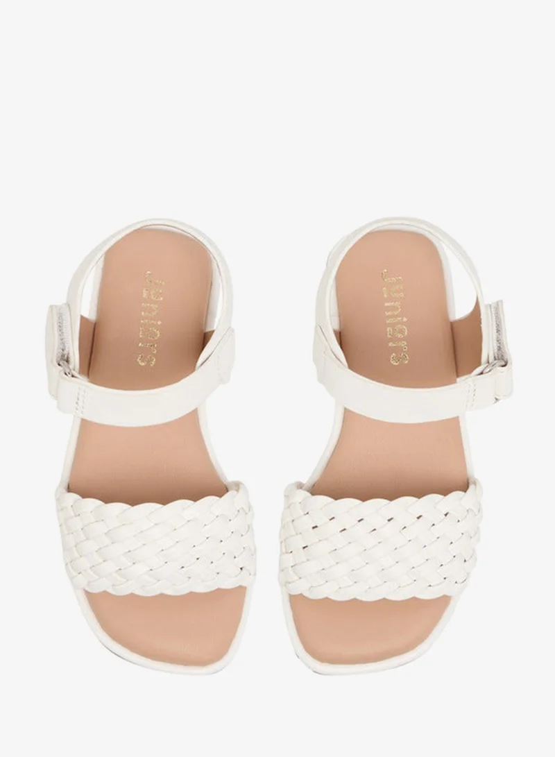 JUNIORS Girls Weave Detail Sandals with Hook and Loop Closure