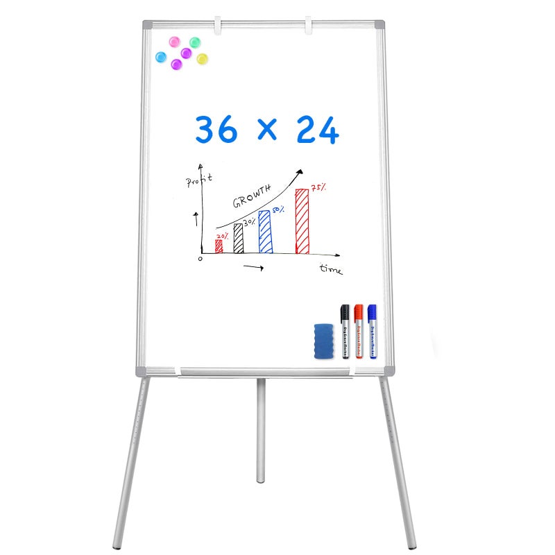 maxtek Easel Whiteboard - Magnetic Portable Dry Erase 36 x 24 Tripod Height Adjustable, 3' x 2' Flipchart Easel Stand White Board for Office or Teaching at Home & Classroom (36x24 White) - Image 1
