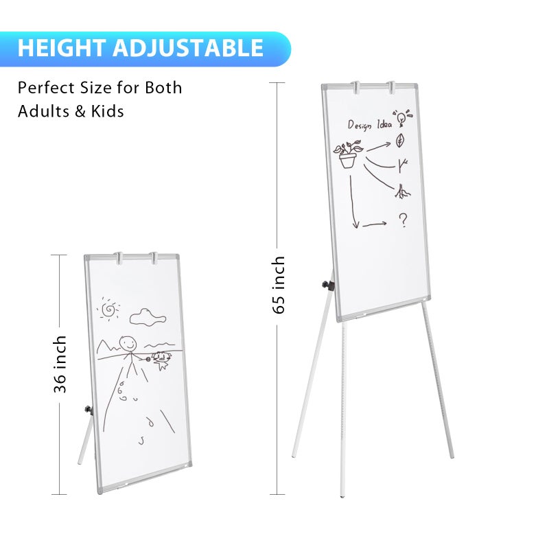 maxtek Easel Whiteboard - Magnetic Portable Dry Erase 36 x 24 Tripod Height Adjustable, 3' x 2' Flipchart Easel Stand White Board for Office or Teaching at Home & Classroom (36x24 White) - Image 3