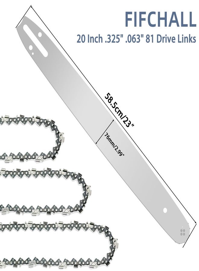 Fifchall 20 Inch Chainsaw Bar and Chain Combo .325" Pitch .063'' Gauge 81 Drive Links Fits STIHL 20” Chainsaw Replacement Chains MS260 MS280 MS290 MS291 024 026 028 029 036 (3 Chains + 1Bar) - Image 3