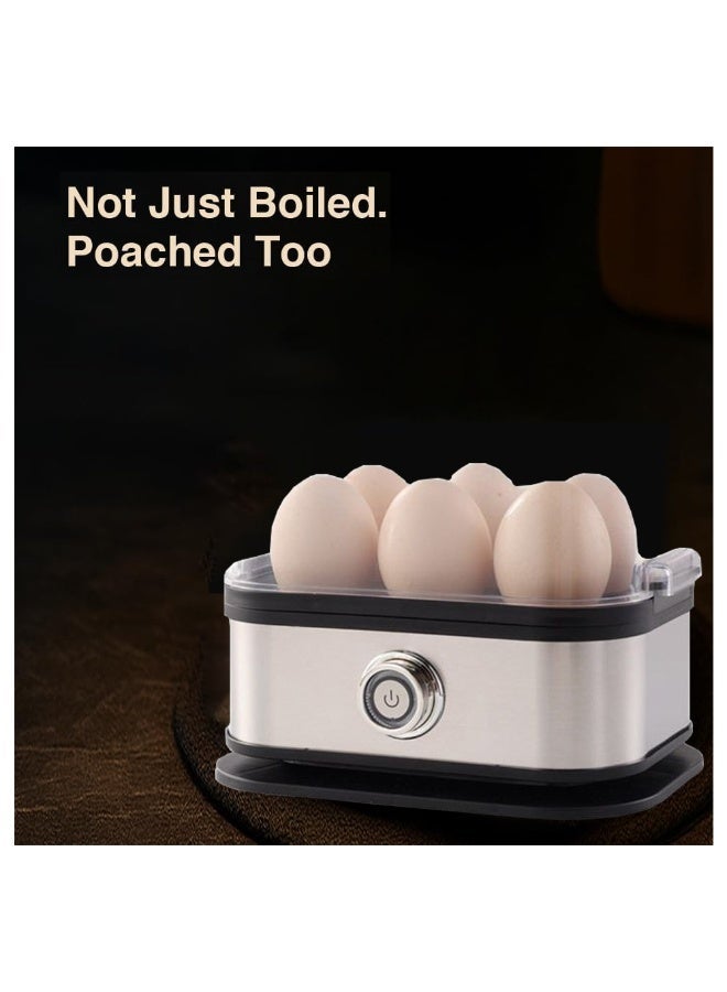 TDAO Multifunctional Egg Boiler, Egg Steamer, Stainless Steel Body and Heating Plate, Can Cook 6 Eggs at Once, One Click Switch Control, With Automatic Power-off Function, Black/Silver - Image 4