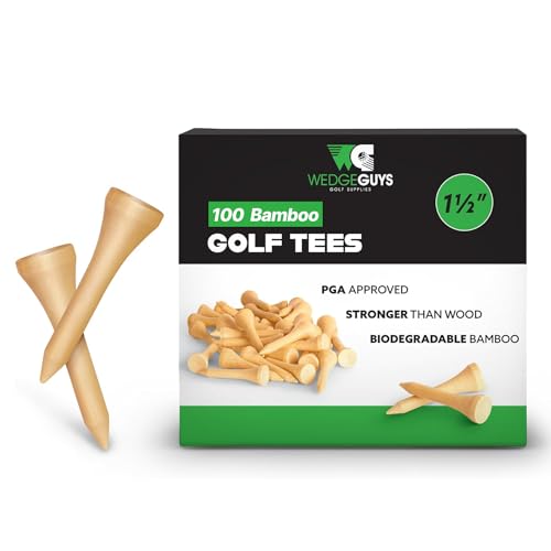 Wedge Guys Bamboo Golf Tees 1-1/2" | 100 pcs. | Extra Durable & Stronger Than Wood Tees | Biodegradable & Less Friction | PGA Professional Approved, Golf Tees Bulk Bag - Image 1