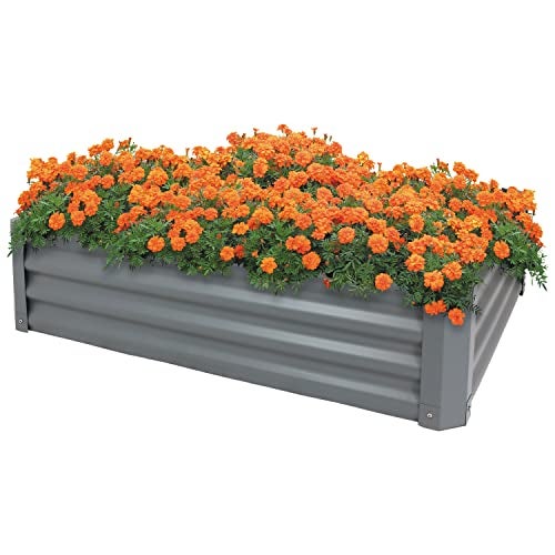 Sunnydaze Galvanized Raised Garden Bed Outdoor  Metal Planter Box for Gardening Vegetables and Plants  1175 H Rectangle  Gray