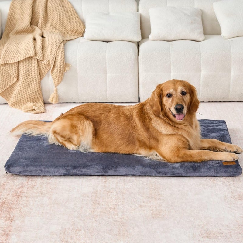 LIORCE Memory Foam Dog Crate Pad - XXL Dog Bed Mat with Removable Washable Cover and Waterproof Lining - Comfy Orthopedic Pet Bed Mat for Extra Large Dogs - Designed for 48-inch Dog Crates, Black - Image 1