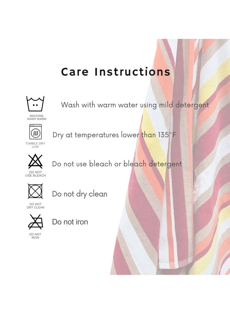 كاسينو Kassino Premium Striped Large Beach Towels (80 x 150 cm) - 100% Cotton, Soft & Quick-Dry, Double Stitched for Durability, Perfect towels for Beach, Pool, and Travel (1PC) (1, Orange Stripes) - Image 5