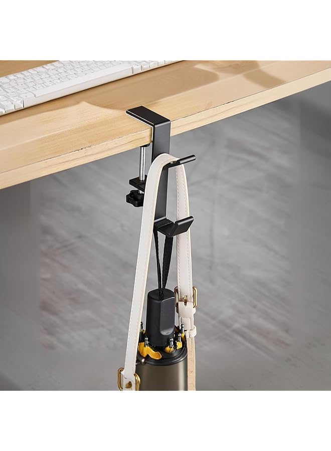 erorex Convenient Clamp On Under Desk Headphone And Backpack Hook Adjustable Arm Black Finish. Keep Handbags Purses And Headphones Neatly Organized And Accessible Under Your Desk.  - Image 3