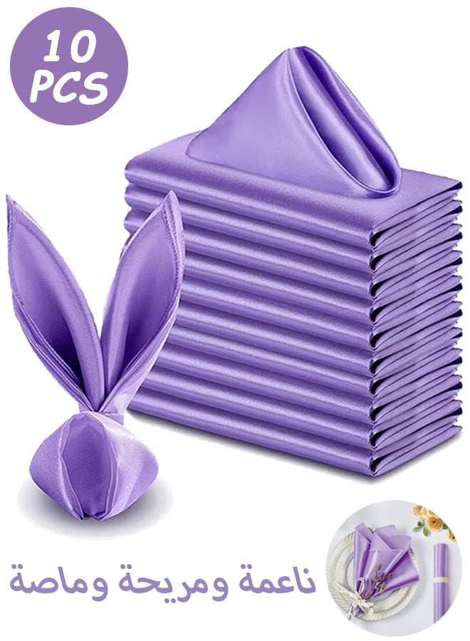 Quantum 10 Pcs Satin Napkins, Washable Polyester Square Table Napkins, Soft Smooth Fabric Napkins for Wedding Dinner Party Decoration - Image 1