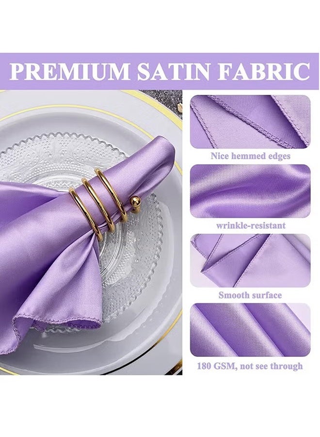 Quantum 10 Pcs Satin Napkins, Washable Polyester Square Table Napkins, Soft Smooth Fabric Napkins for Wedding Dinner Party Decoration - Image 3