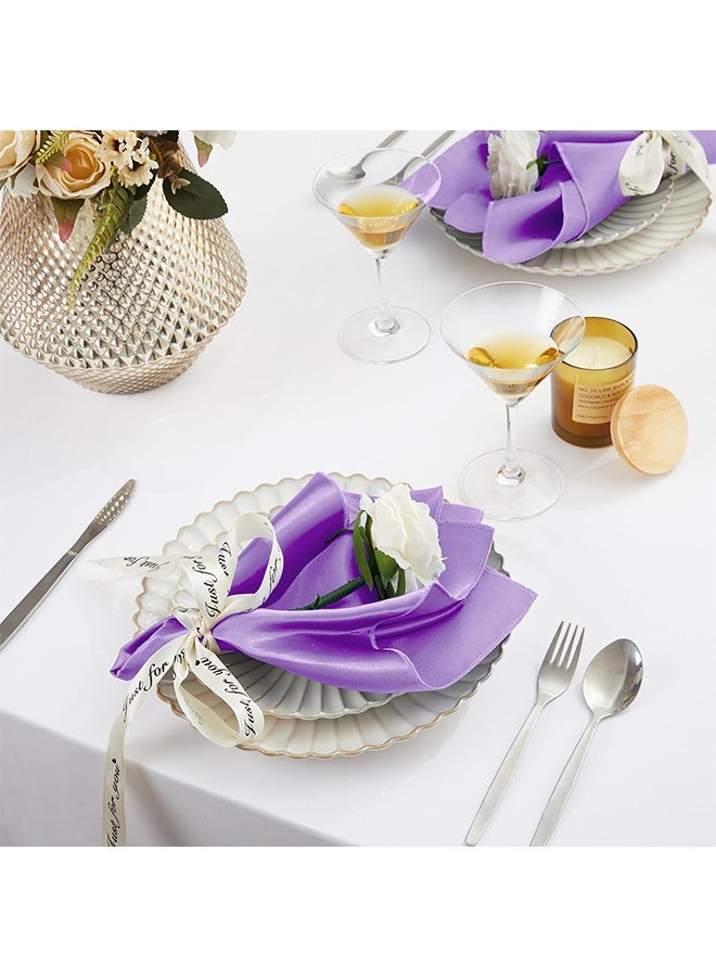 Quantum 10 Pcs Satin Napkins, Washable Polyester Square Table Napkins, Soft Smooth Fabric Napkins for Wedding Dinner Party Decoration - Image 5