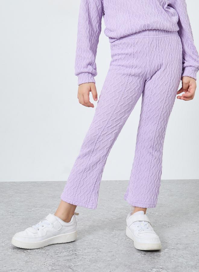 Styli Girls Lilac Textured Hoodie and Flared Leggings Set - Image 5