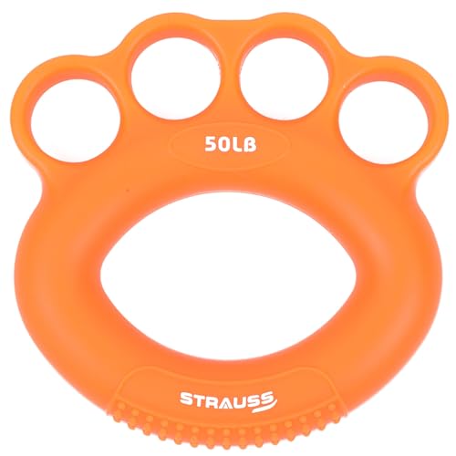 STRAUSS Silicone Adjustable Finger and Hand Exerciser | Finger&Palm Gripper | Hand Strengthener for Carpal Tunnel Relief and Grip Strength for Men & Women, (Orange) - Image 1