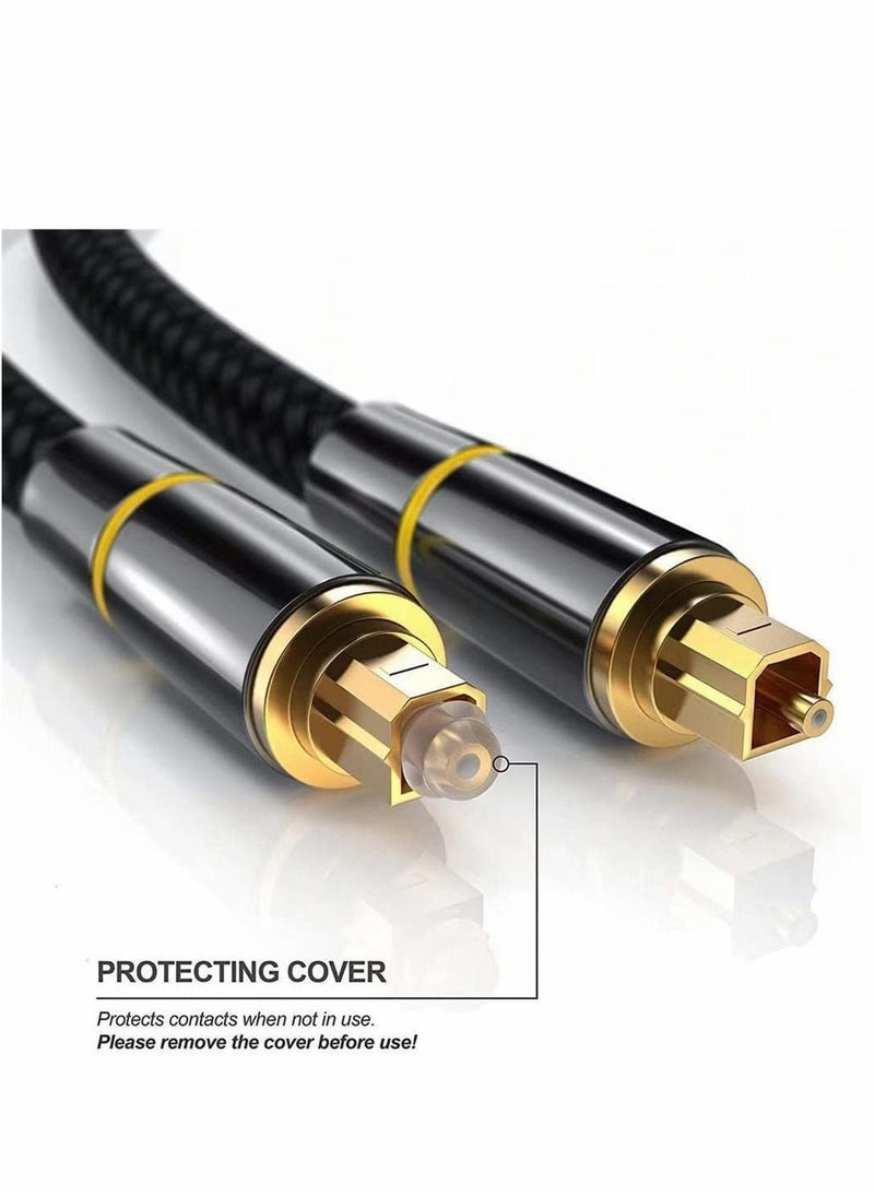Y&D - Digital Optical Audio Cable, 24K Gold-Plated Nylon Braided Fiber Male to 200 cm Cable for Sound Bar, TV, Playstation, 1 Pcs - Image 1