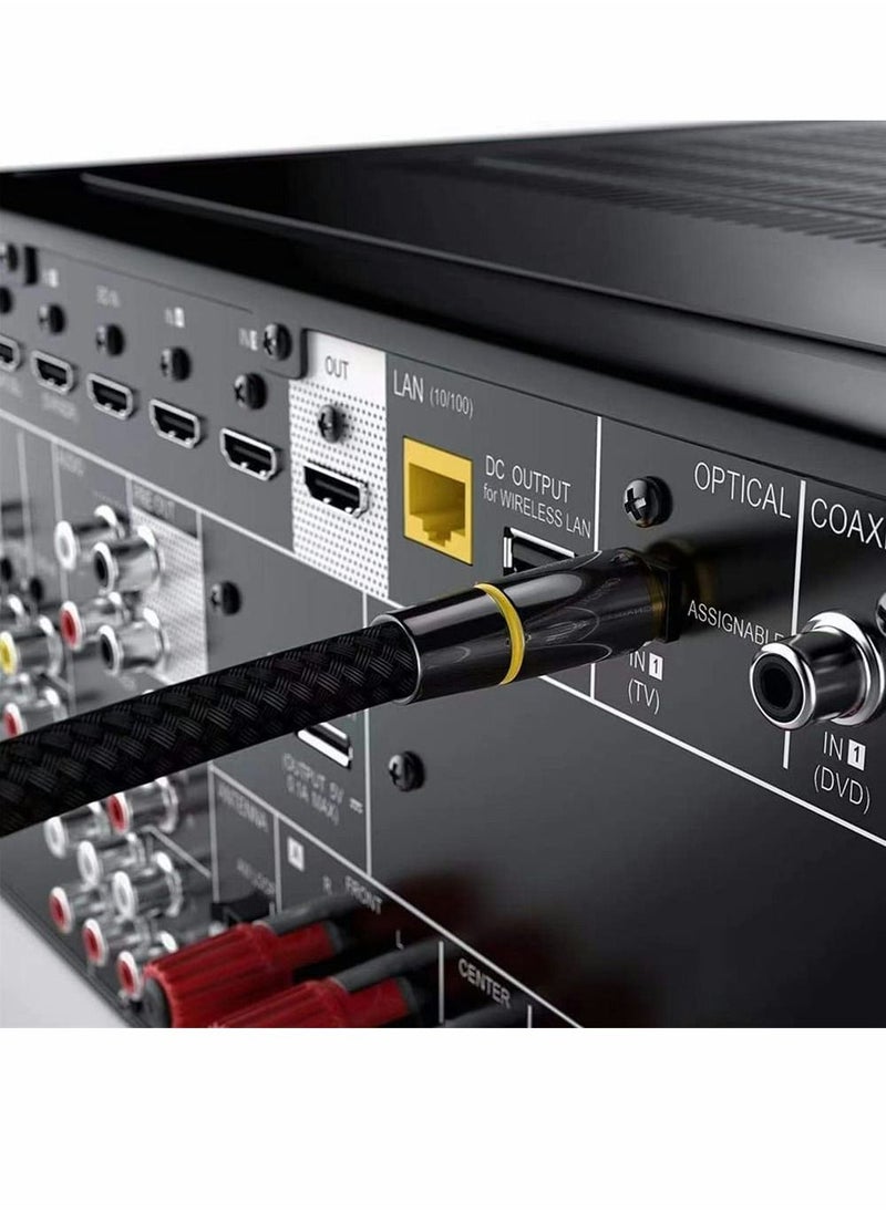 Y&D - Digital Optical Audio Cable, 24K Gold-Plated Nylon Braided Fiber Male to 200 cm Cable for Sound Bar, TV, Playstation, 1 Pcs - Image 1