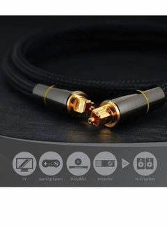 Y&D Digital Optical Audio Cable, 24K Gold-Plated Nylon Braided Fiber Male to 200 cm Cable for Sound Bar, TV, Playstation, 1 Pcs  - Image 4
