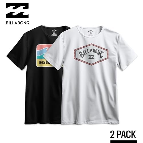 Billabong Big and Tall T-Shirts for Men, Cotton Mens Beach Summer Tees 2 Pack White/Black - Image 2