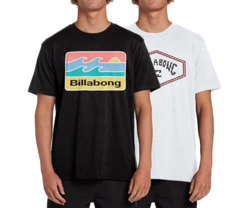Billabong Big and Tall T-Shirts for Men, Cotton Mens Beach Summer Tees 2 Pack White/Black - Image 1