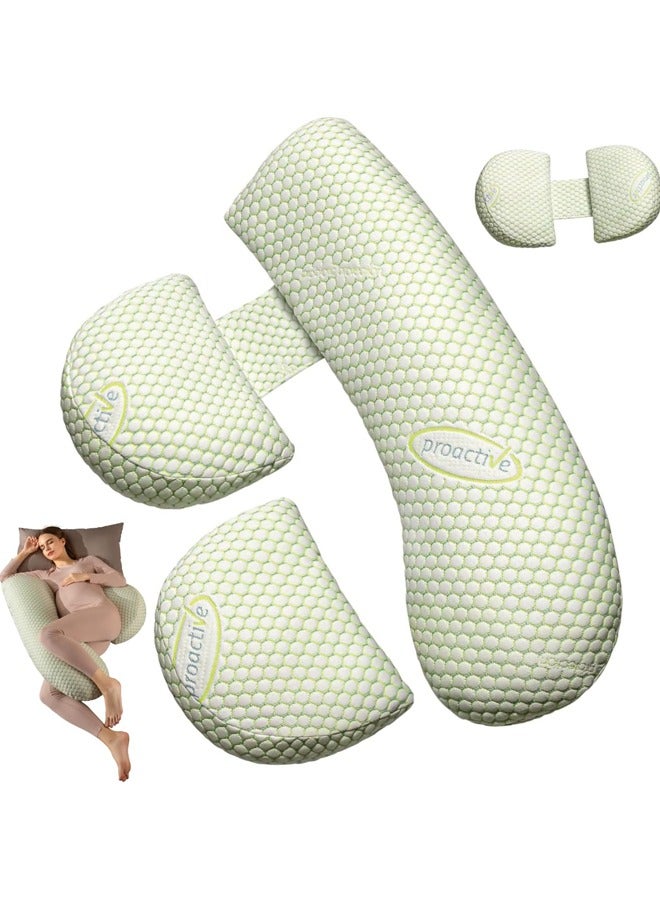 6-in-1 Pregnancy Pillow for Sleeping, Maternity Body Pillow for Pregnant Women - J Shaped, Detachable & Adjustable Cover, Support for Belly, Back, Hips & Legs Pain Relief  - Image 1