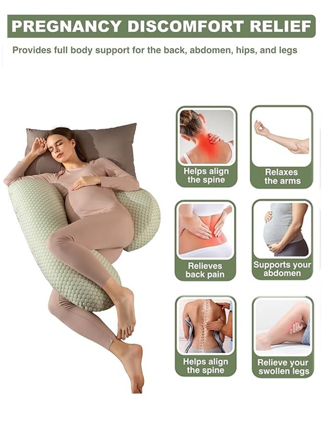 6-in-1 Pregnancy Pillow for Sleeping, Maternity Body Pillow for Pregnant Women - J Shaped, Detachable & Adjustable Cover, Support for Belly, Back, Hips & Legs Pain Relief  - Image 2