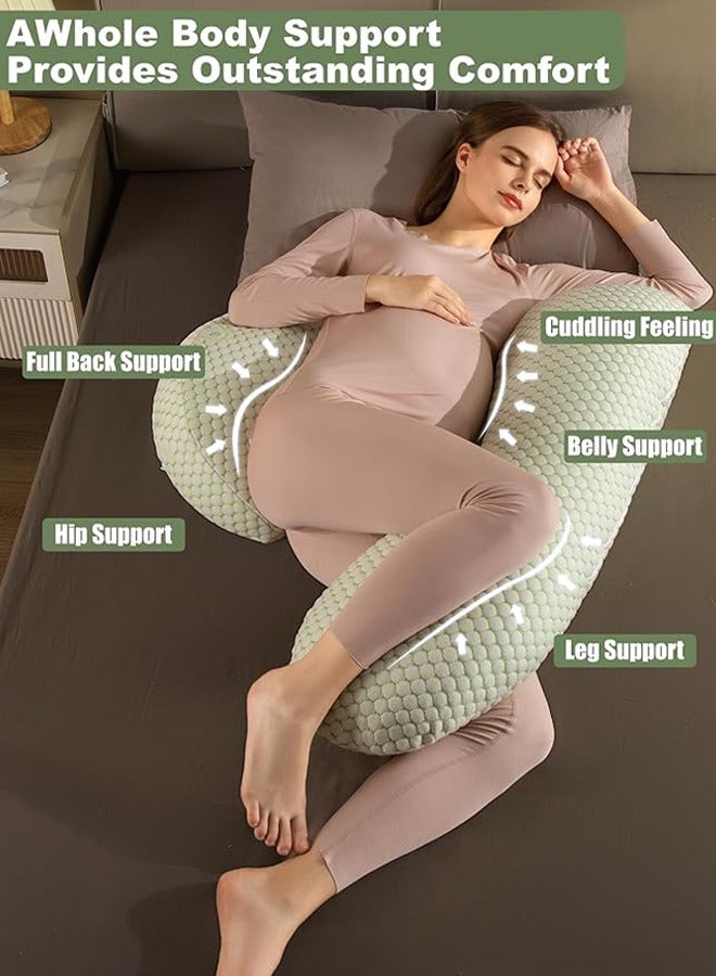 6-in-1 Pregnancy Pillow for Sleeping, Maternity Body Pillow for Pregnant Women - J Shaped, Detachable & Adjustable Cover, Support for Belly, Back, Hips & Legs Pain Relief  - Image 3