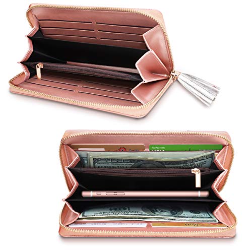 Coco Rossi Women Wallets Multi Card Case Wallet Clutch Wallet Card Holder Organizer Ladies Purse Floral Tassel Wrist strap Purse,Gold Marble - Image 3
