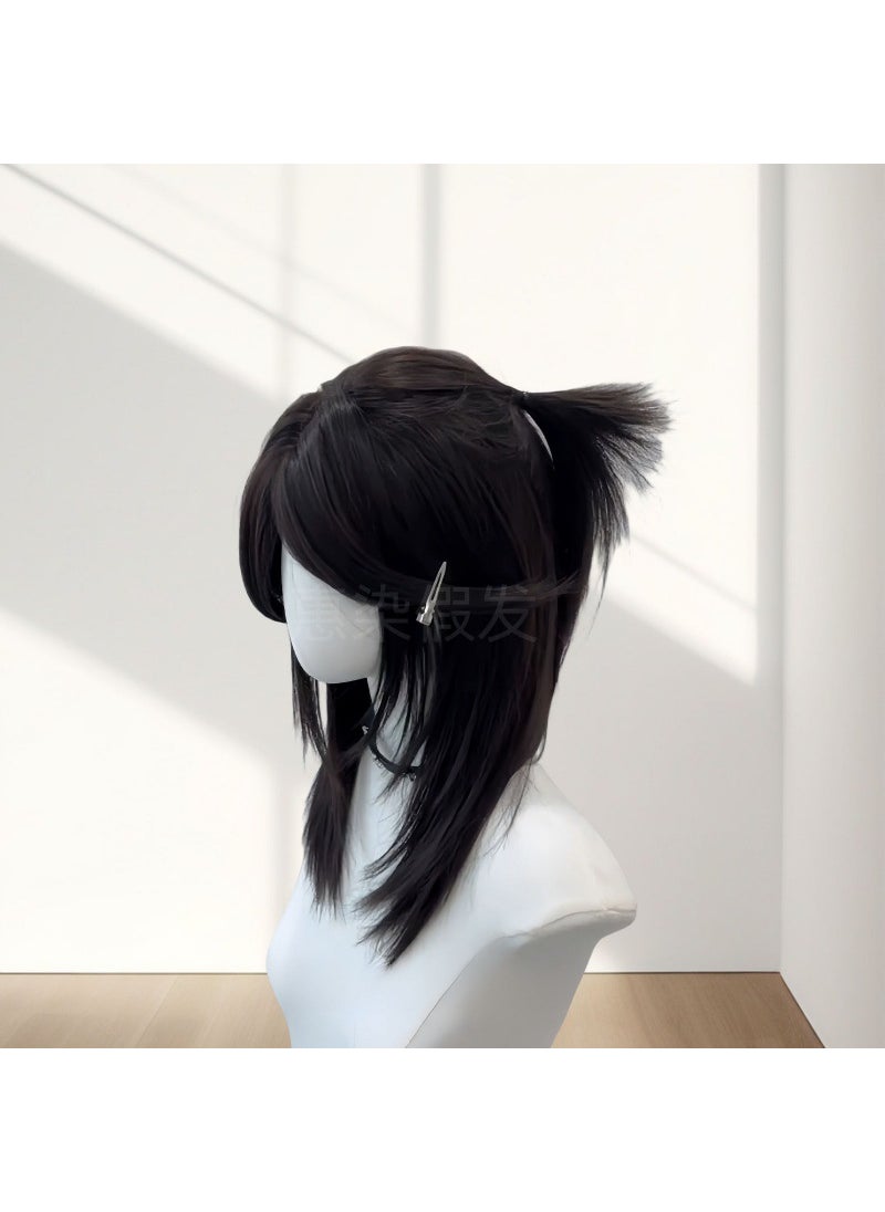 Generic - Stylish Unisex Wolf-tail Mullet Wig Mid-Part ShortUpgrade extension [brown and black 2.0] hair net-simulation protein wire Upgrade extension [brown and black 2.0] hair net-simulation protein wire - Image 1