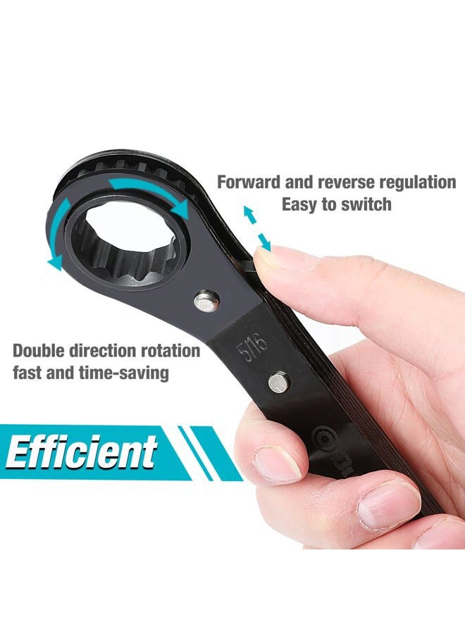 DURATECH 1/4inchx5/16inch Double Offset Box End Reversible Ratcheting Wrench, SAE, Heavy-duty, Matte Chrome Plated, Ratchet Spanner Crooked for Narrow Spaces - Image 5