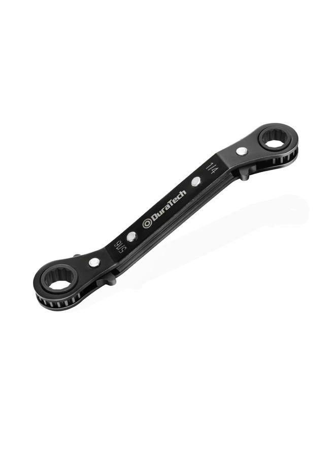 DURATECH 1/4inchx5/16inch Double Offset Box End Reversible Ratcheting Wrench, SAE, Heavy-duty, Matte Chrome Plated, Ratchet Spanner Crooked for Narrow Spaces - Image 1