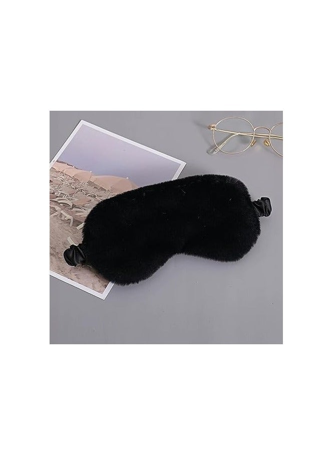 amazing.EGP Soft and Comfortable Faux Fur Sleeping Eye Cover, Velvet Sleeping Eye Mask Soft Faux Fur, Comfortable Satin Cover for Women and Men (Black) - Image 2
