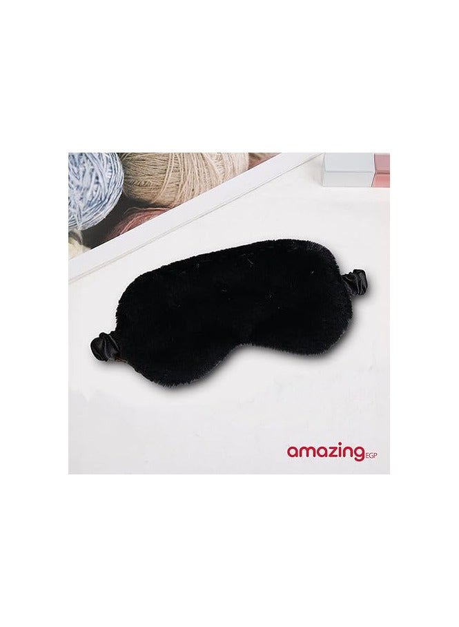 amazing.EGP Soft and Comfortable Faux Fur Sleeping Eye Cover, Velvet Sleeping Eye Mask Soft Faux Fur, Comfortable Satin Cover for Women and Men (Black) - Image 3