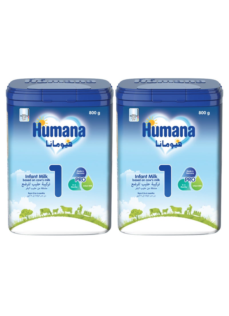 Humana 1 Probalance Baby Milk Formula 2 x 800g - Image 1