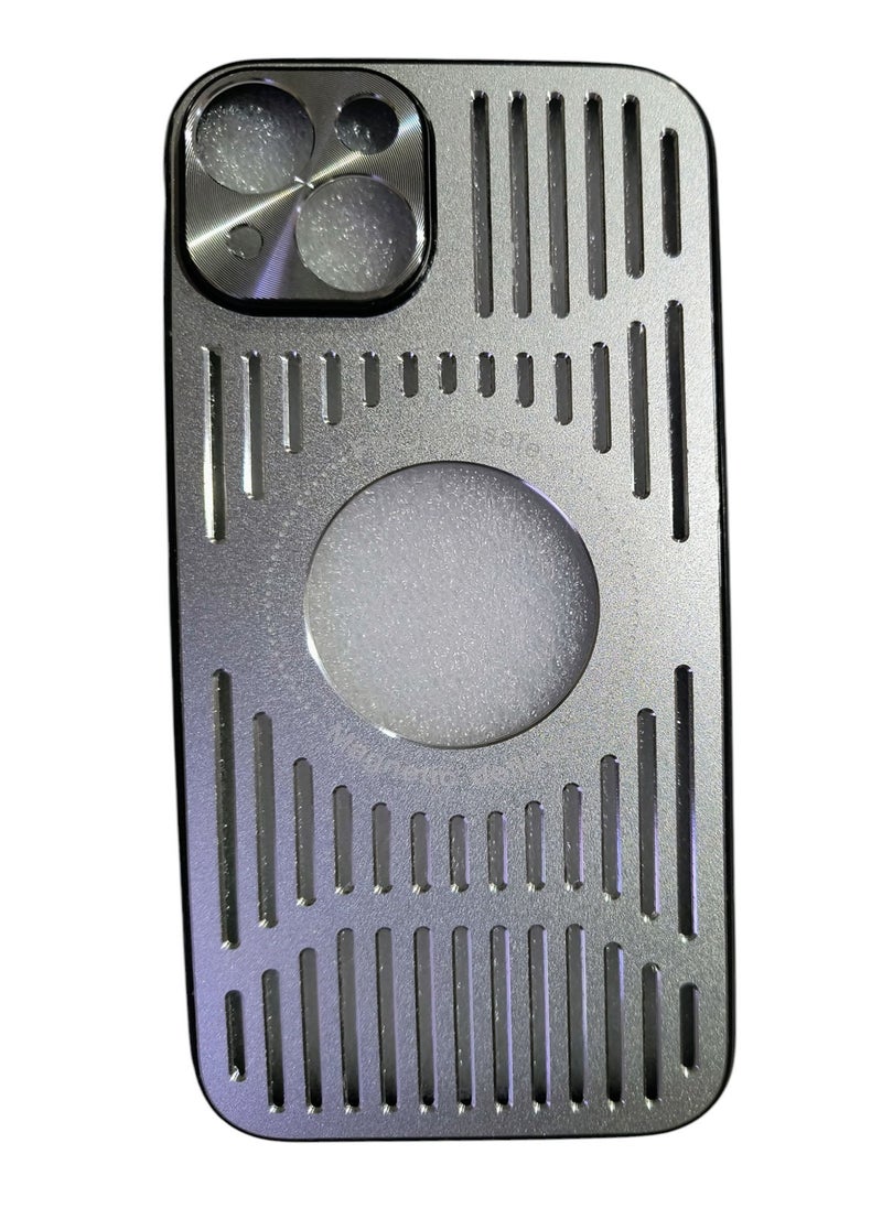 Generic For iPhone 14 Aluminum Alloy Magsafe Magnetic Cooling Phone Case (Silver)  - Image 1