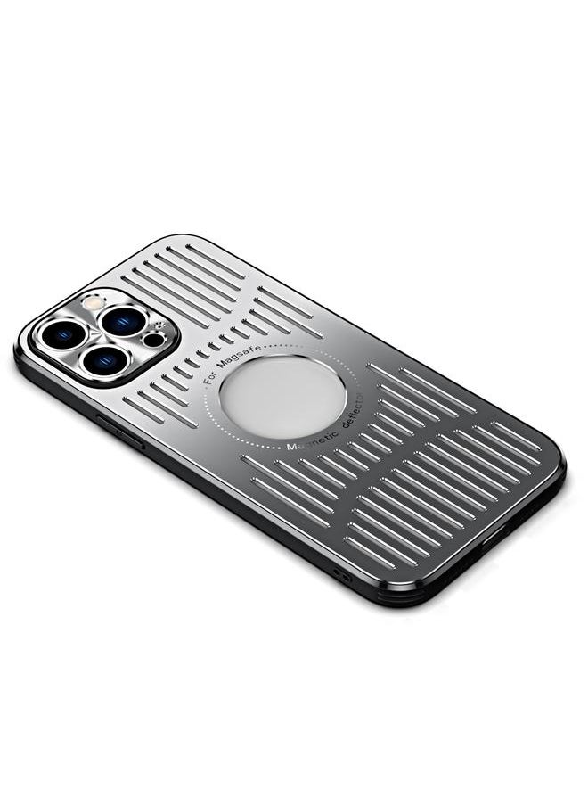 Generic For iPhone 14 Aluminum Alloy Magsafe Magnetic Cooling Phone Case (Silver)  - Image 2