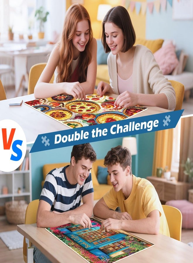 WSCXSC 2 Pack 500 Pieces Puzzle for Adults,Bookstore Jigsaw Puzzles 500 Pieces Delicious Pie Dessert Puzzles for Adults 500 Piece Colorful Premium Cardboard Puzzle Family Activity Gift 20.5x15 in - Image 4