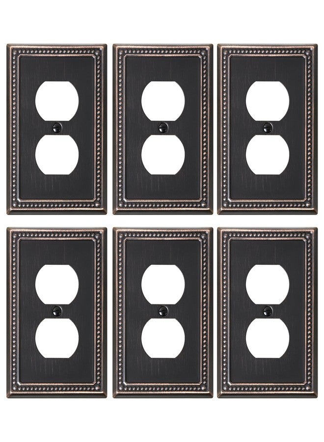 TREEWELL 6-Pack Duplex Outlet Cover Plate, Aged Bronze Metal Wall Plates for Electrical Outlets, 1 Gang Receptacle Light Switch Cover, Pearls Decorative Switch Plates and Outlet Covers - Image 1