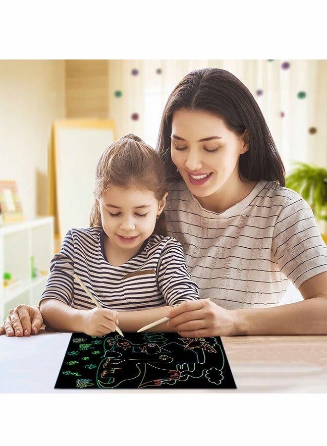 دوركو مجموعة فنية للأطفال بورق خدش، حرف خدش بطاقات، ألعاب رسم تلوين مبتكرة بلون أسود وقلم خشبي - Image 5