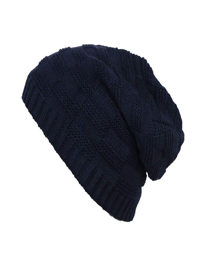 iSWEVEN Mens Womens Hat Beanie Cap, Unisex Winter Warm Knitted Hats, Fleece Lining Slouch Skull Beanies Caps for Men Women (4084B, Blue) - Image 2