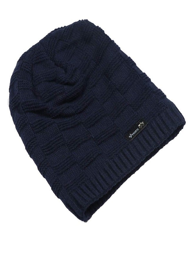 iSWEVEN Mens Womens Hat Beanie Cap, Unisex Winter Warm Knitted Hats, Fleece Lining Slouch Skull Beanies Caps for Men Women (4084B, Blue) - Image 4