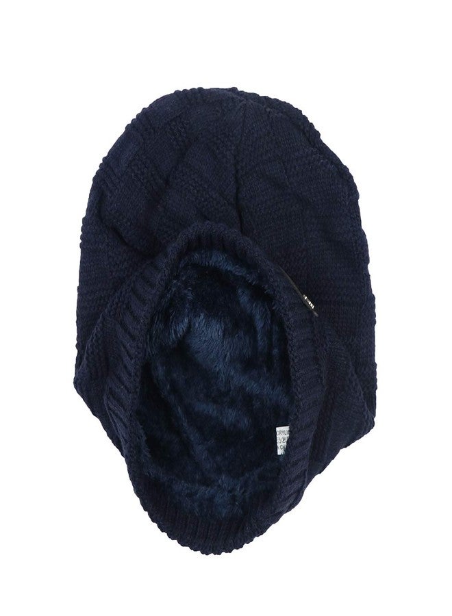iSWEVEN Mens Womens Hat Beanie Cap, Unisex Winter Warm Knitted Hats, Fleece Lining Slouch Skull Beanies Caps for Men Women (4084B, Blue) - Image 5