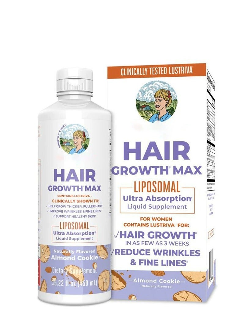 Wins Town Organics Women's Hair Growth MAX Liposomal | with Lustriva® + Biotin 10000mcg | Thicker Hair, Wrinkles, Fine Lines, Skin Care | Ages 18+ | 15.22 Fl Oz  - Image 1