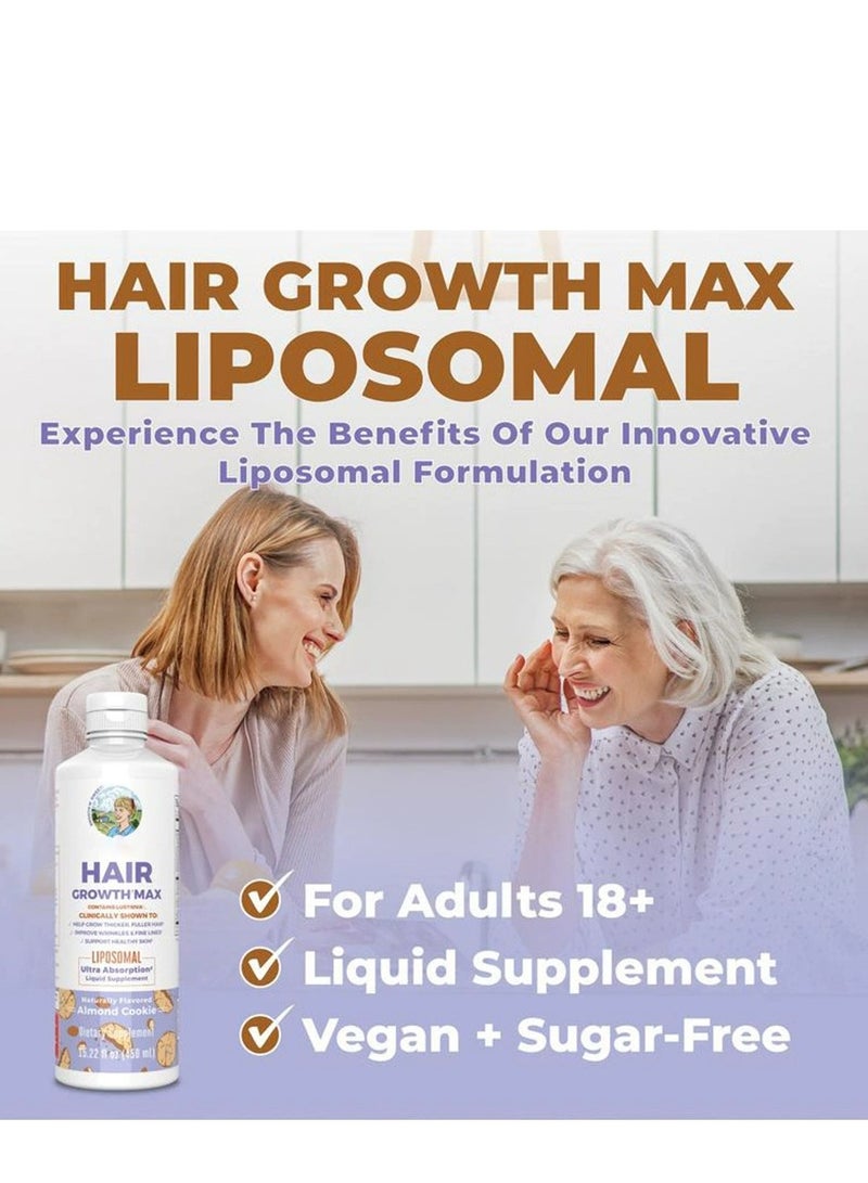 Wins Town Organics Women's Hair Growth MAX Liposomal | with Lustriva® + Biotin 10000mcg | Thicker Hair, Wrinkles, Fine Lines, Skin Care | Ages 18+ | 15.22 Fl Oz  - Image 3