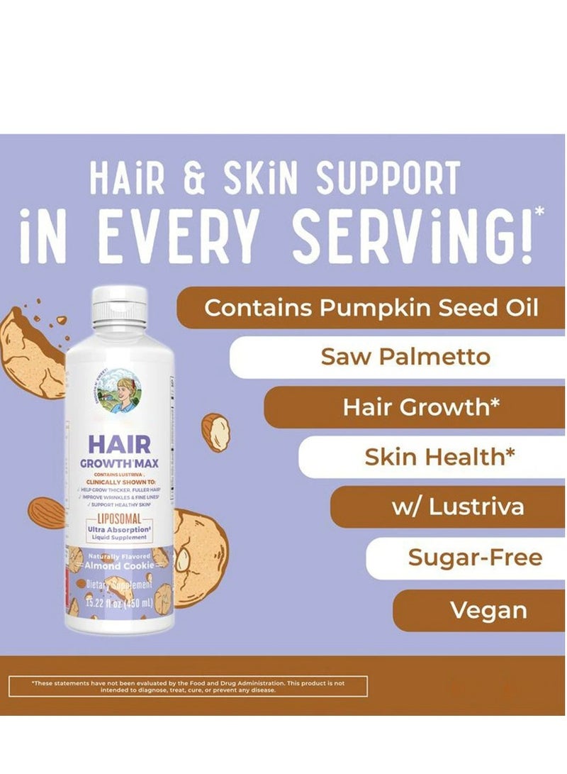 Wins Town Organics Women's Hair Growth MAX Liposomal | with Lustriva® + Biotin 10000mcg | Thicker Hair, Wrinkles, Fine Lines, Skin Care | Ages 18+ | 15.22 Fl Oz  - Image 2