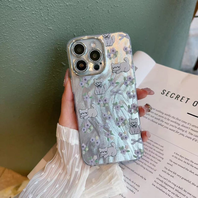 Fashionable Feather Yarn Bow iPhone 16 Pro Max Phone Case Apple 15 Color Silver Ins Style 14 Electroplated Hard Case - Image 4