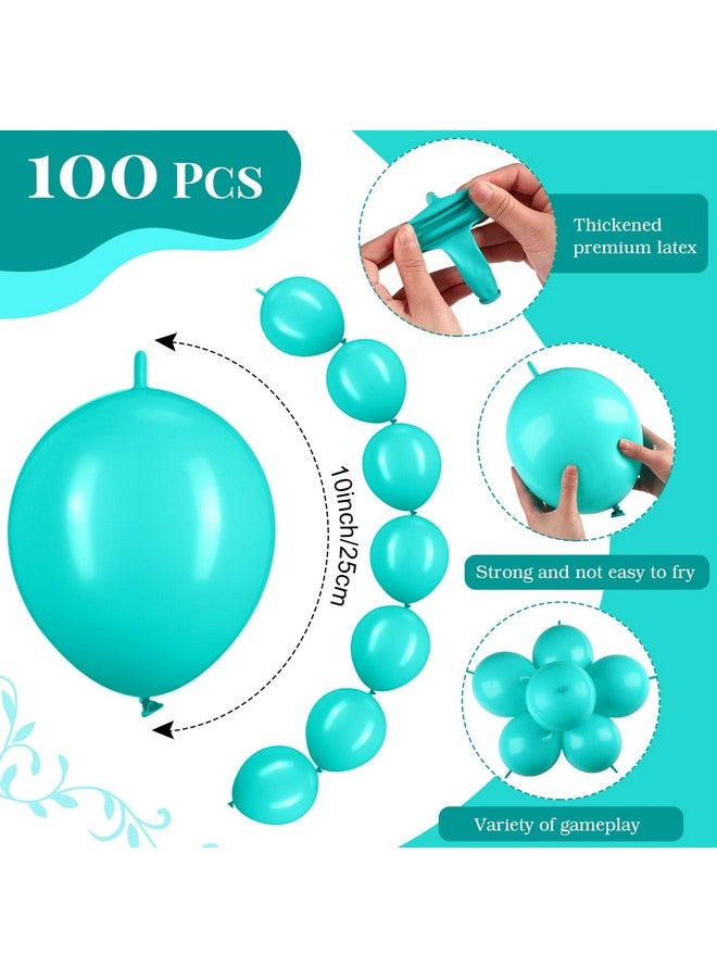 مينبلان 100 قطعة من بالونات الربط، بالونات اللاتكس القابلة للربط، ديكور حفلات الزفاف (أزرق بحيرة 10 بوصة) - Image 2